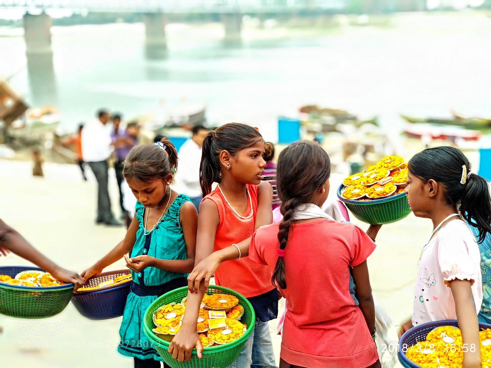 Xiaomi Mi A1 sample photo. Flower selling girls@ varanasi photography
