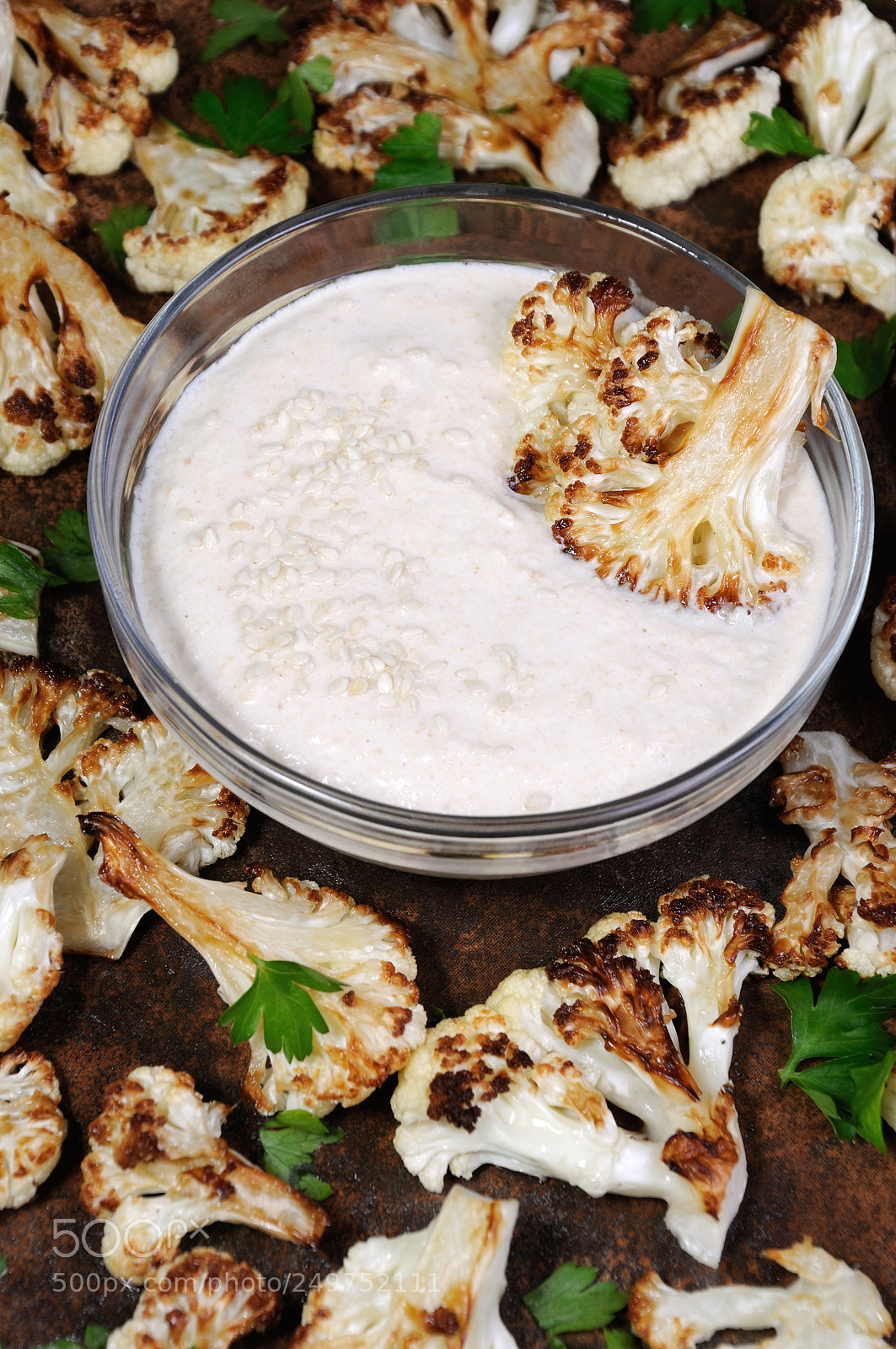 Nikon D90 sample photo. Tahini sauce with cauliflower photography