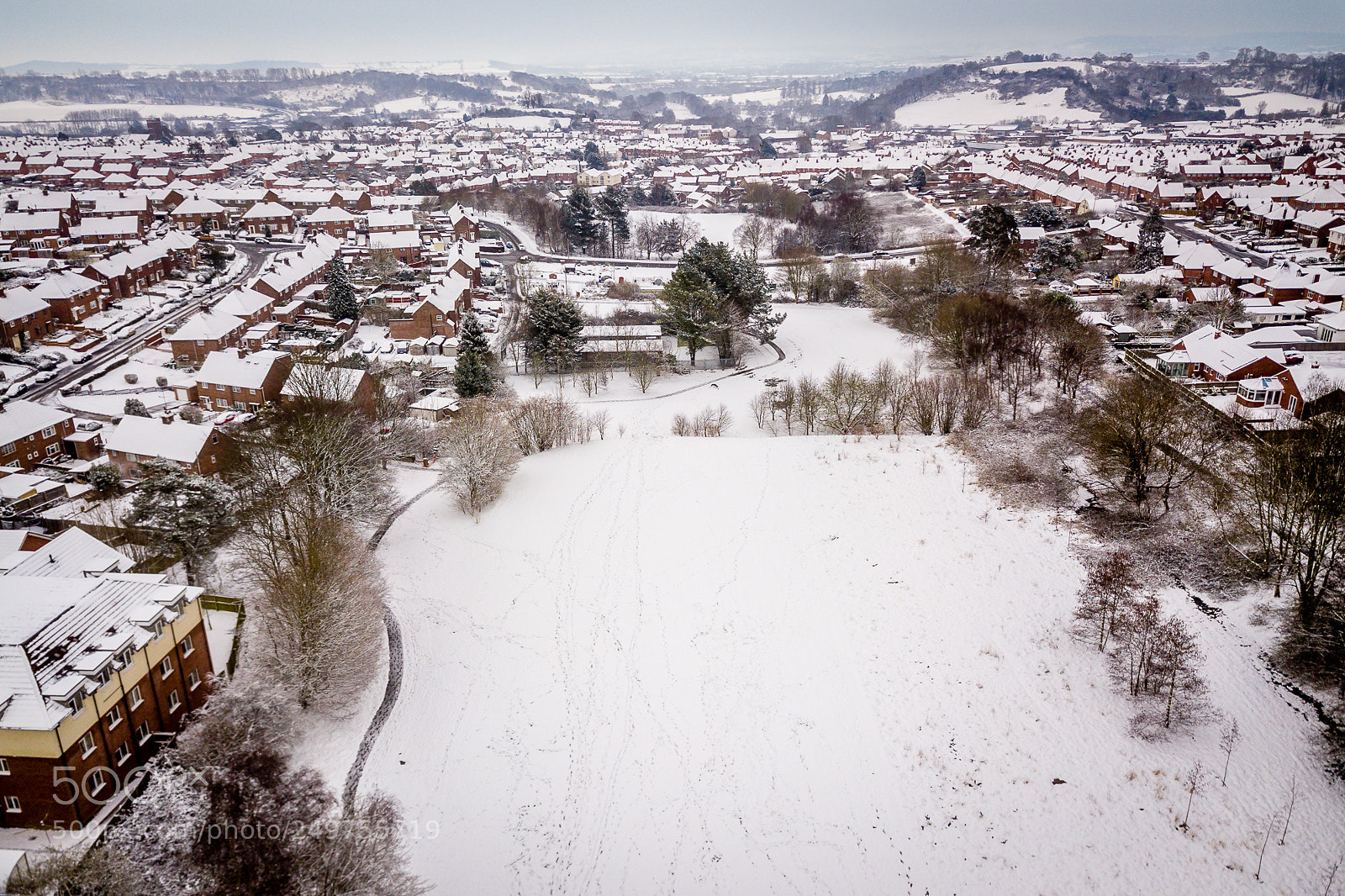 DJI FC220 sample photo. Yeovil in the snow photography