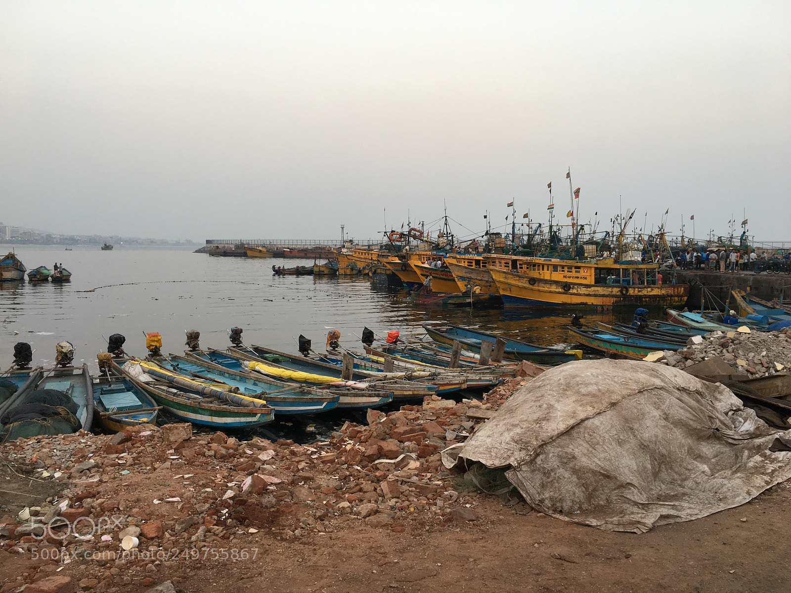 Apple iPhone 6s Plus sample photo. Fishing boats at harbour photography