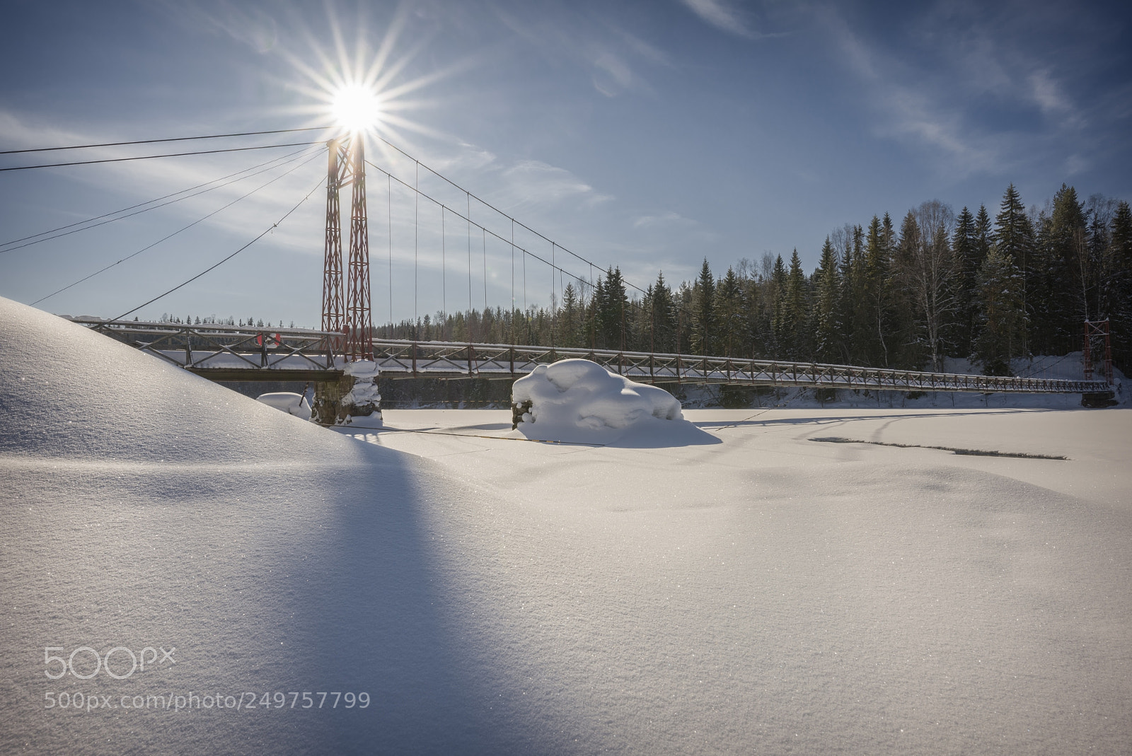 Nikon D810 sample photo. Hang bridge with sun photography