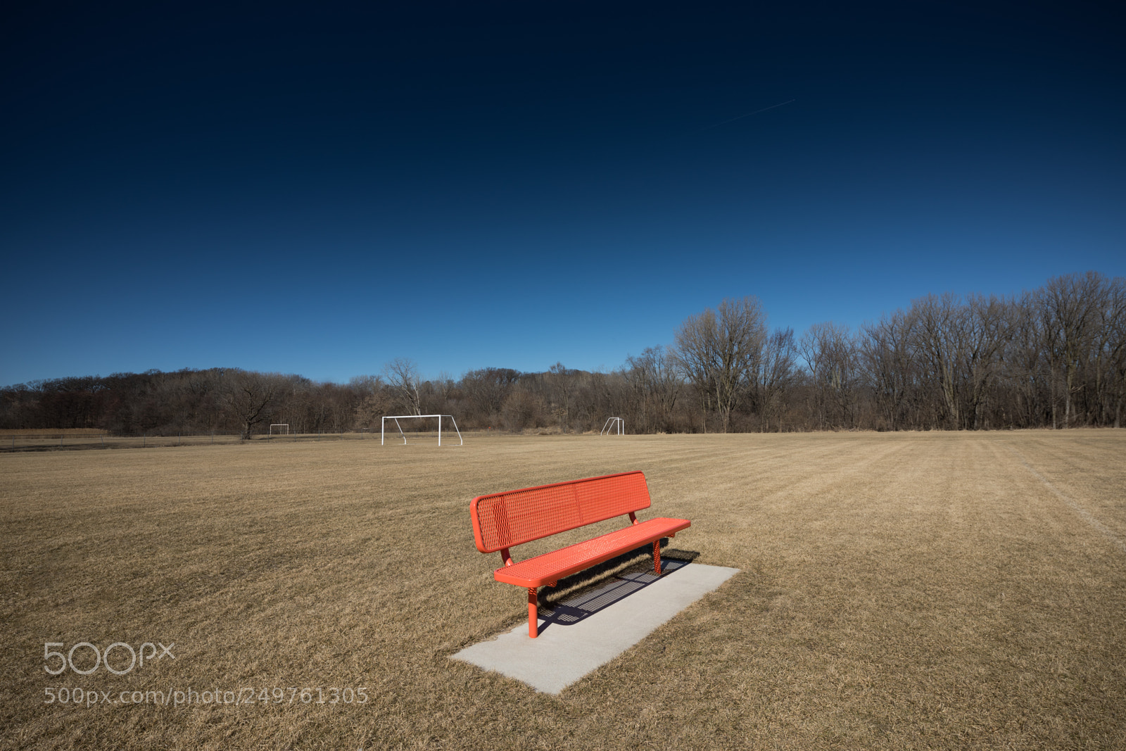Canon EOS 5D Mark IV sample photo. Orange bench waits for photography