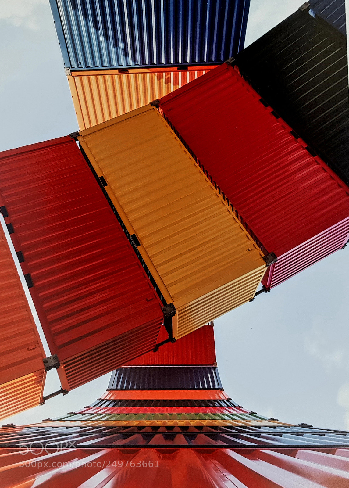 Samsung Galaxy S8 sample photo. Containers colorful arch photography