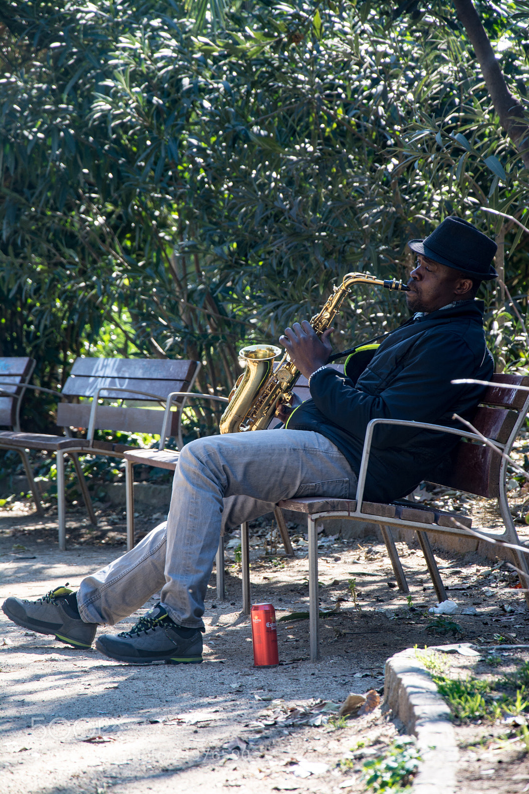 Nikon D7100 sample photo. Sax player in parc photography