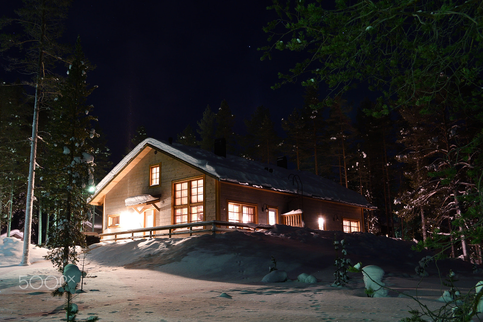Nikon D500 sample photo. Cabin in winter night at ylläs, finland photography