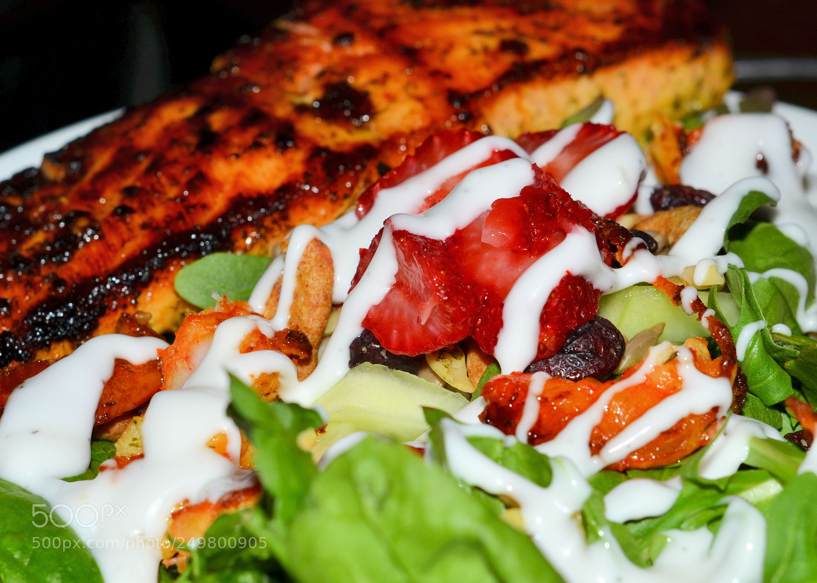 Nikon D7000 sample photo. Fish & salad photography