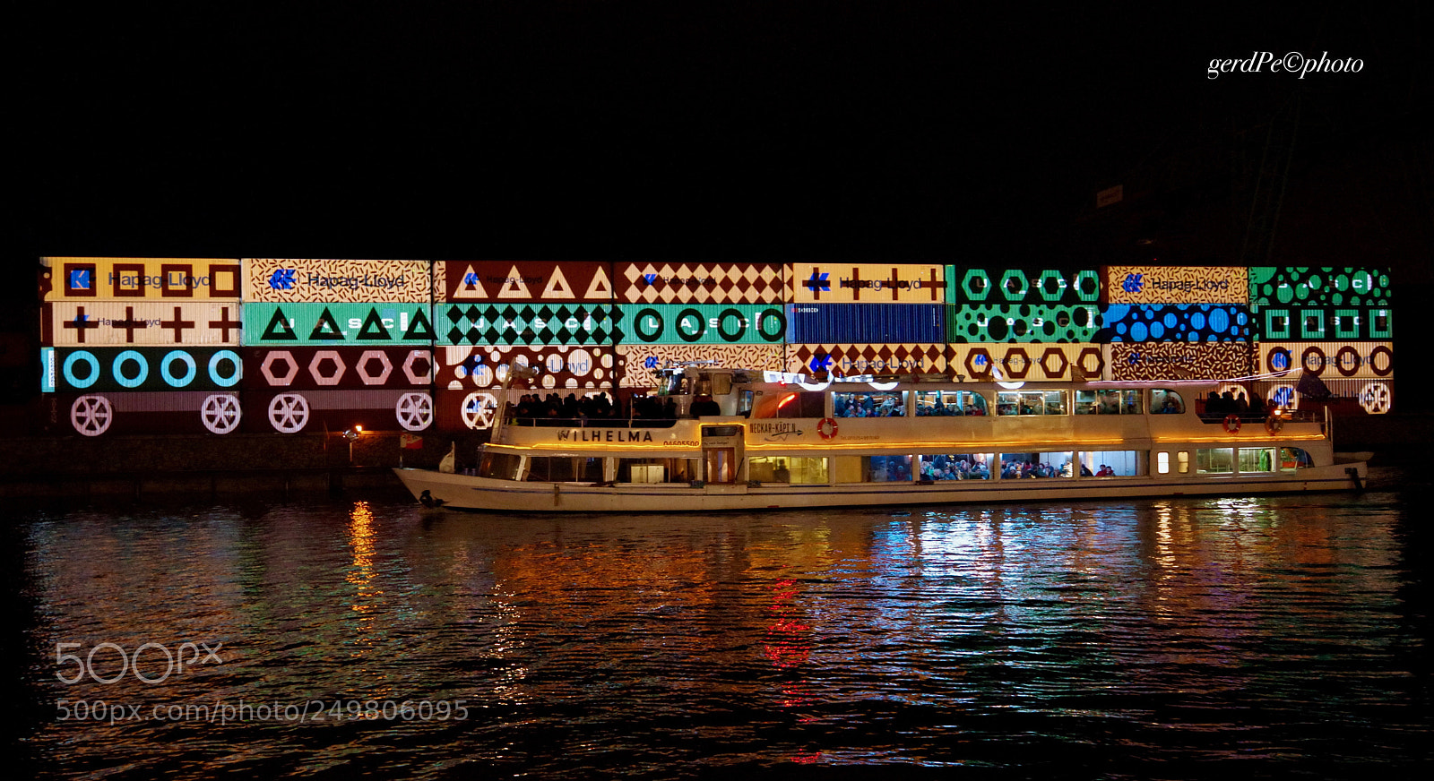 Pentax K-1 sample photo. Stuttgart harbour light show photography