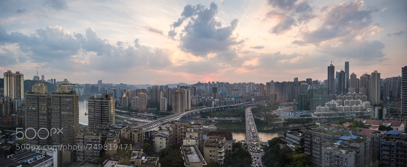 Fujifilm FinePix X100 sample photo. Chongqing sunset panorama photography