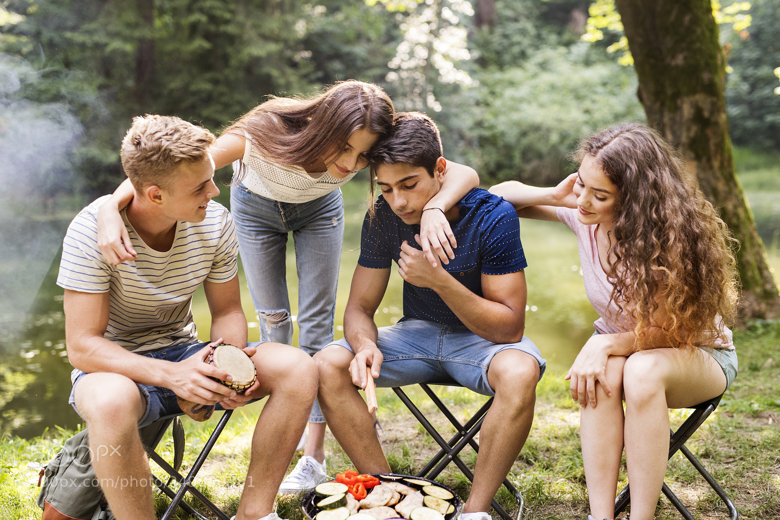 Nikon D5 sample photo. Teenagers camping in nature photography