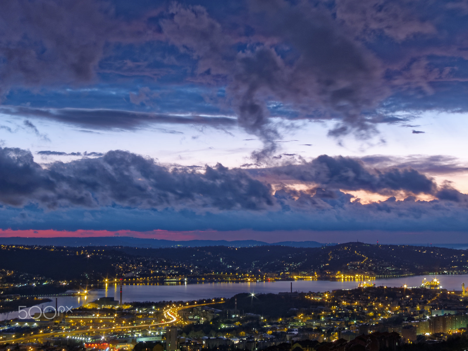 Canon PowerShot S95 sample photo. Trieste and muggia gulf by night photography