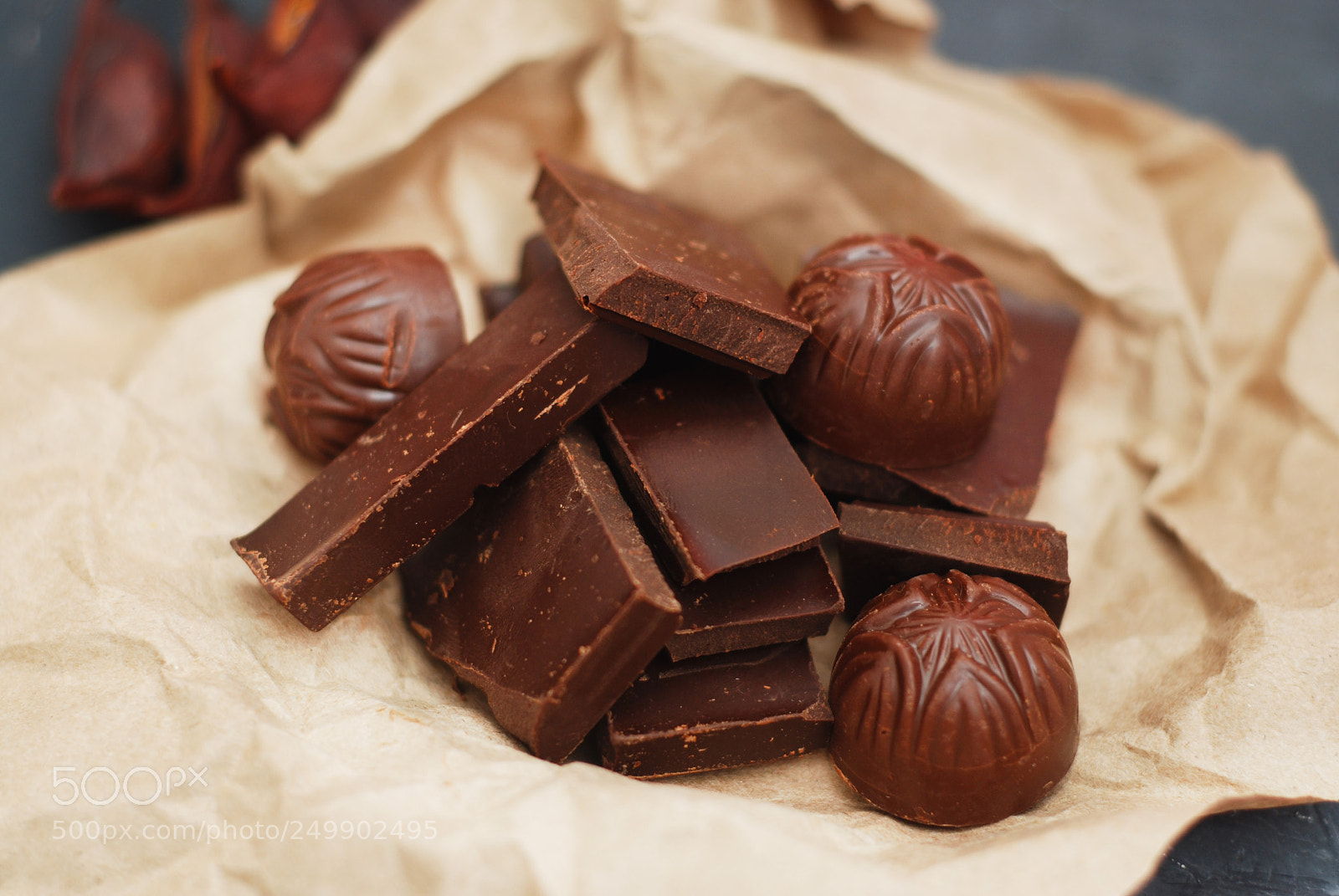 Nikon D80 sample photo. Chocolates pieces isolated on photography