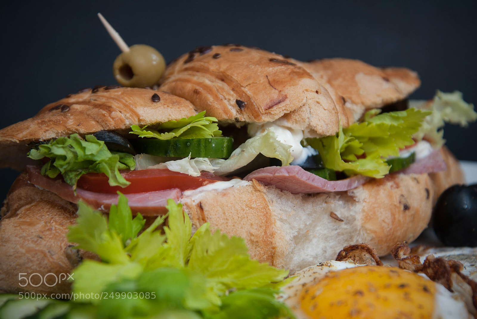 Nikon D80 sample photo. Close up croissant sandwich photography