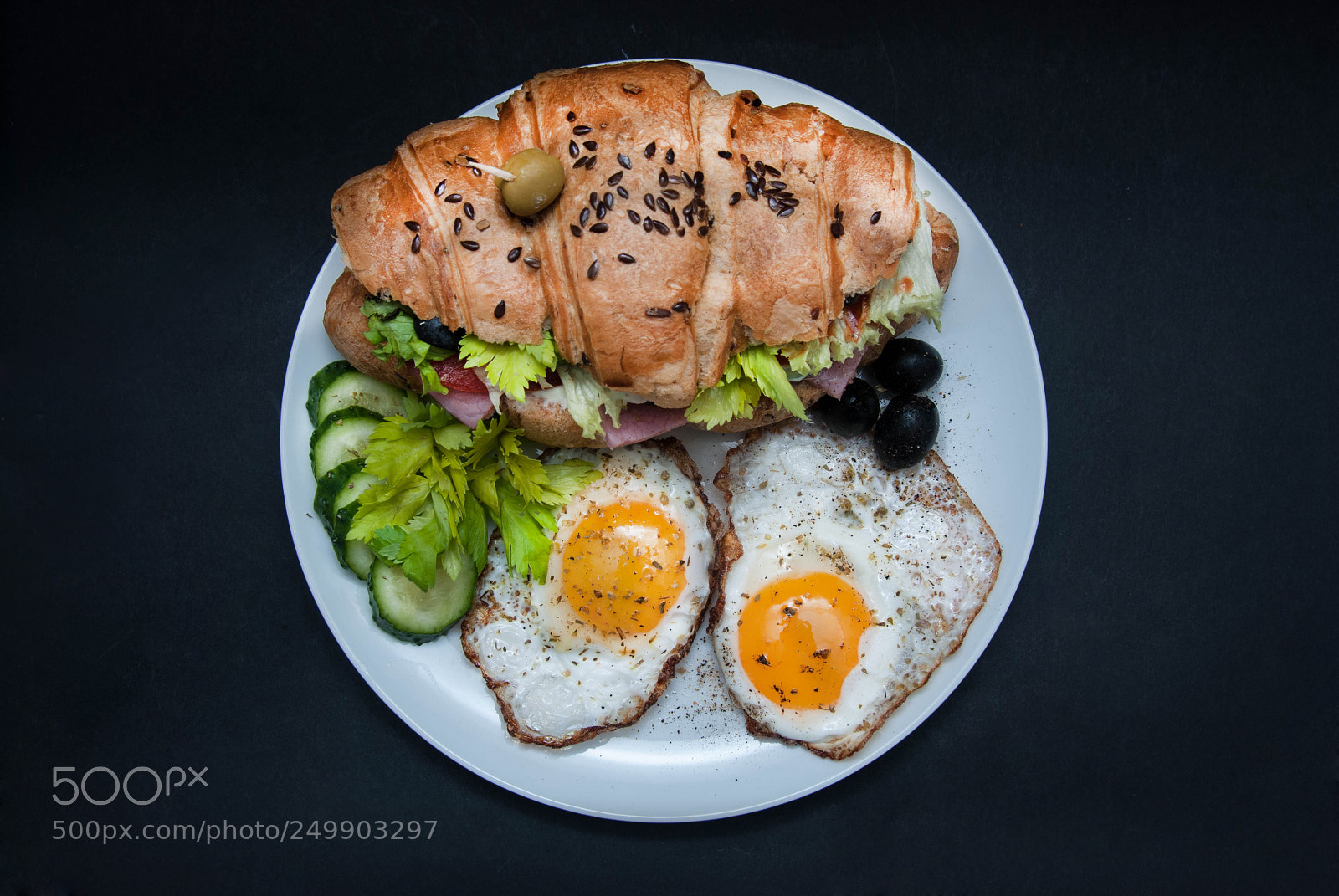 Nikon D80 sample photo. Sandwich croissant with fried photography