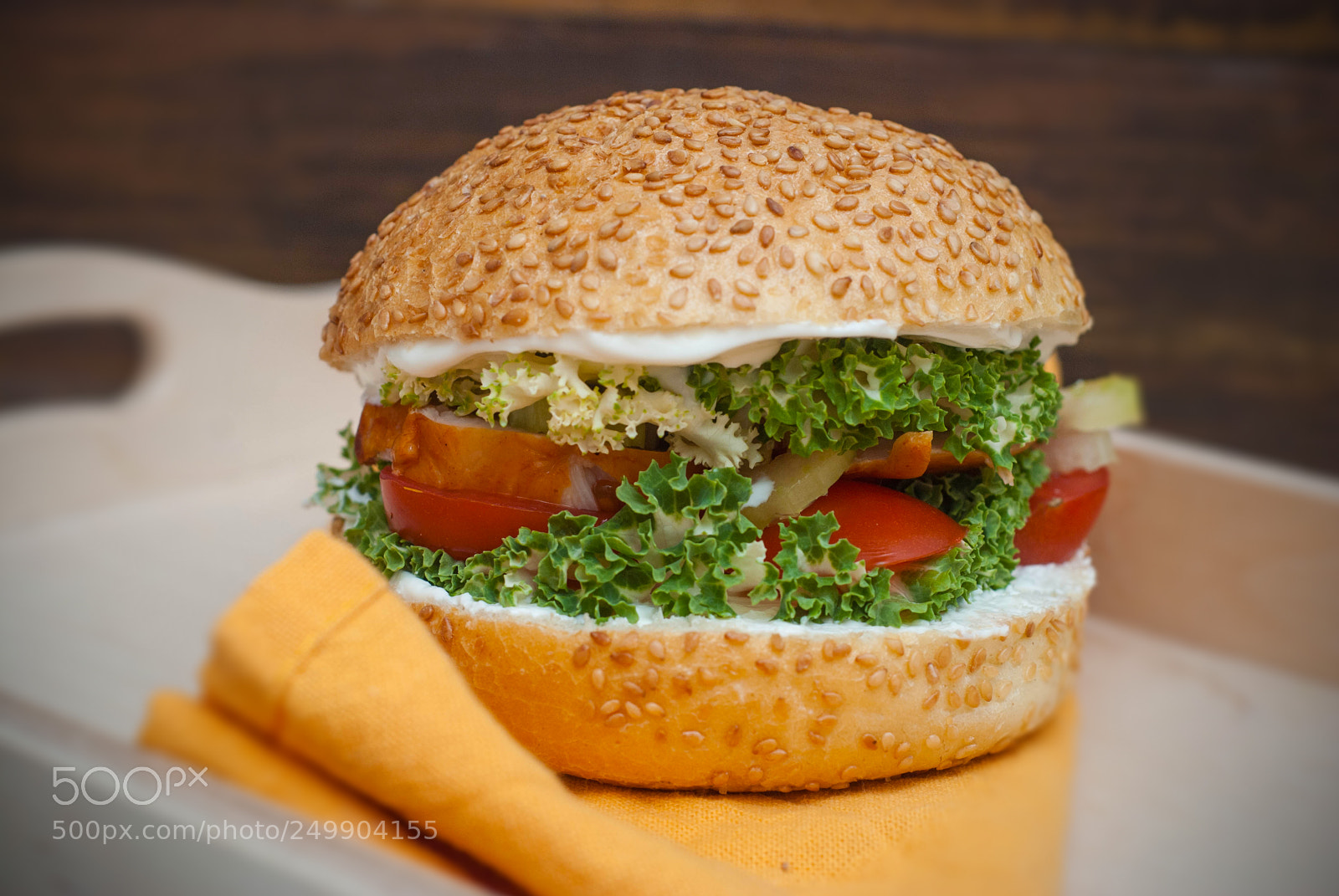 Nikon D80 sample photo. Homemade hamburger in wooden photography