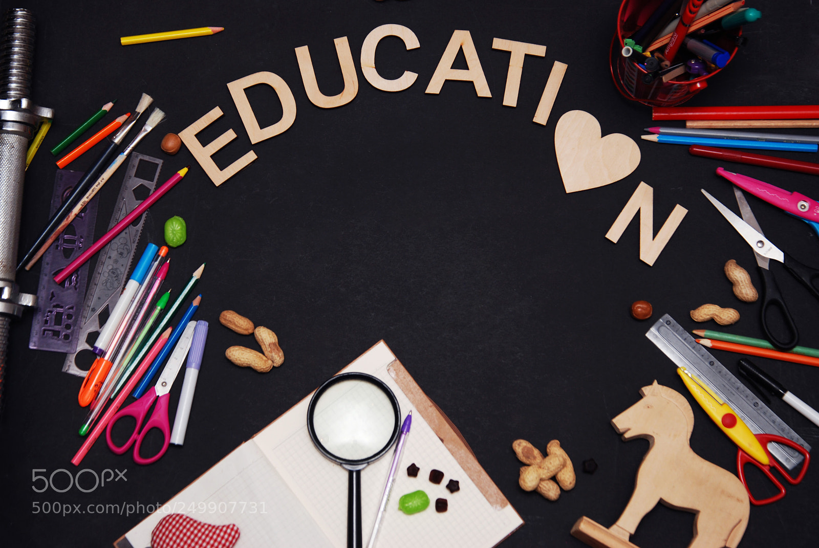 Nikon D80 sample photo. School supplies, black background photography