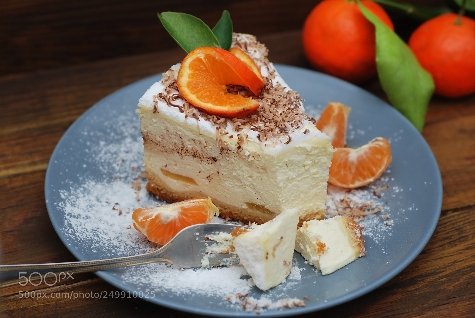 Nikon D80 sample photo. Cheesecake with tangerines fruit photography
