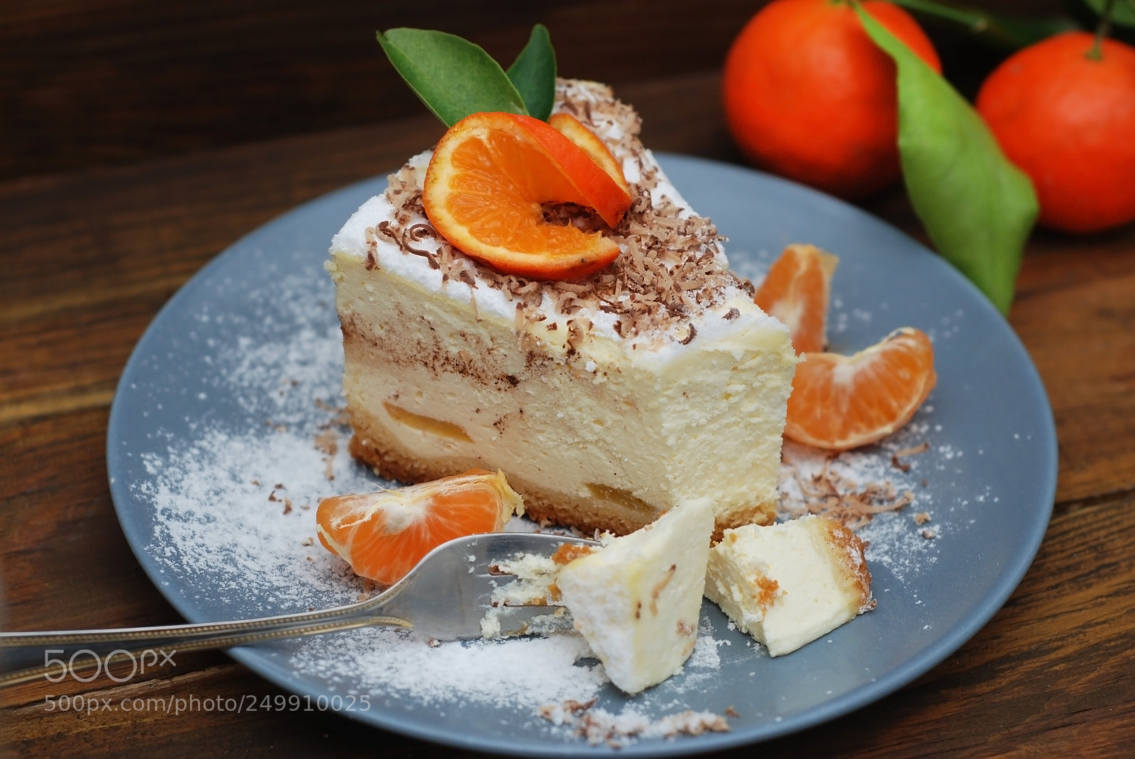 Nikon D80 sample photo. Cheesecake with tangerines fruit photography