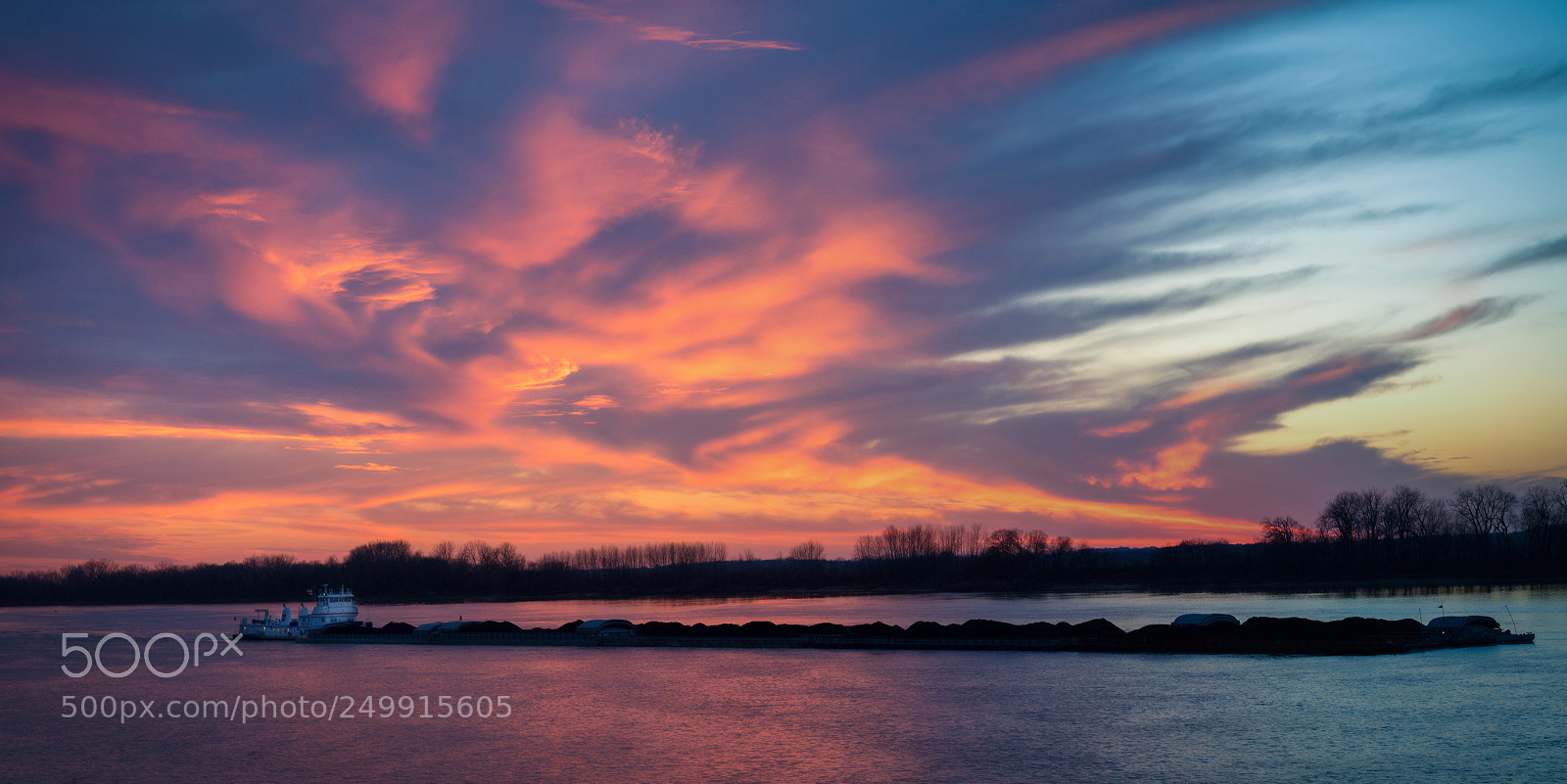 Sony a7R III sample photo. Coal barge at sunset photography