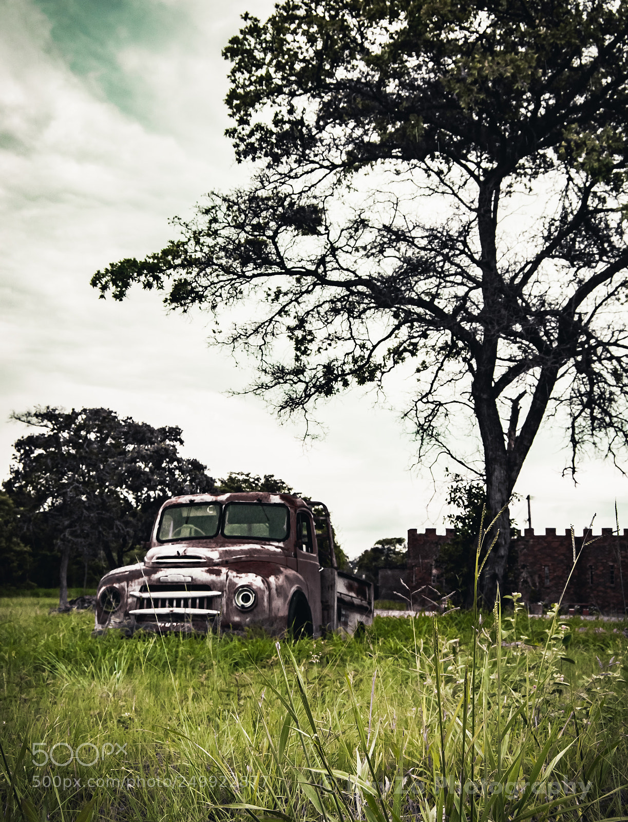 Nikon D5000 sample photo. Truck wreck on farm photography