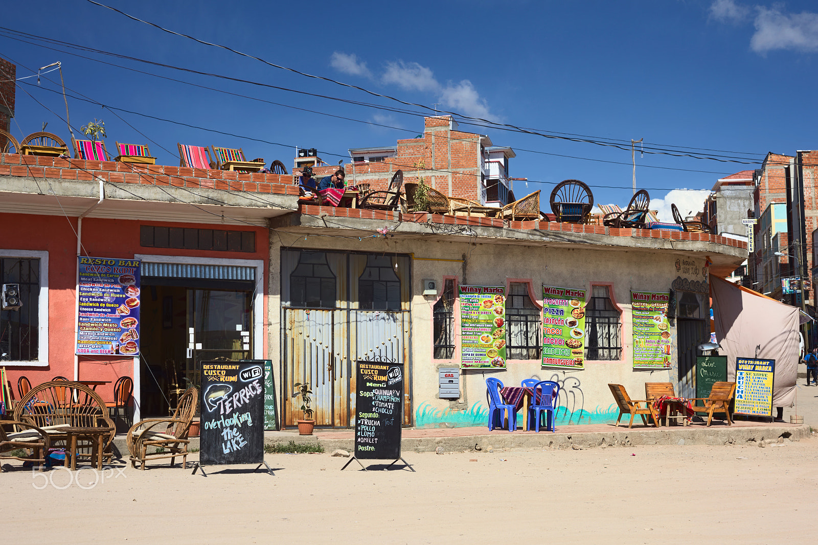 Canon EF 50mm F1.8 II sample photo. Restaurants in copacabana at lake titicaca, bolivia photography