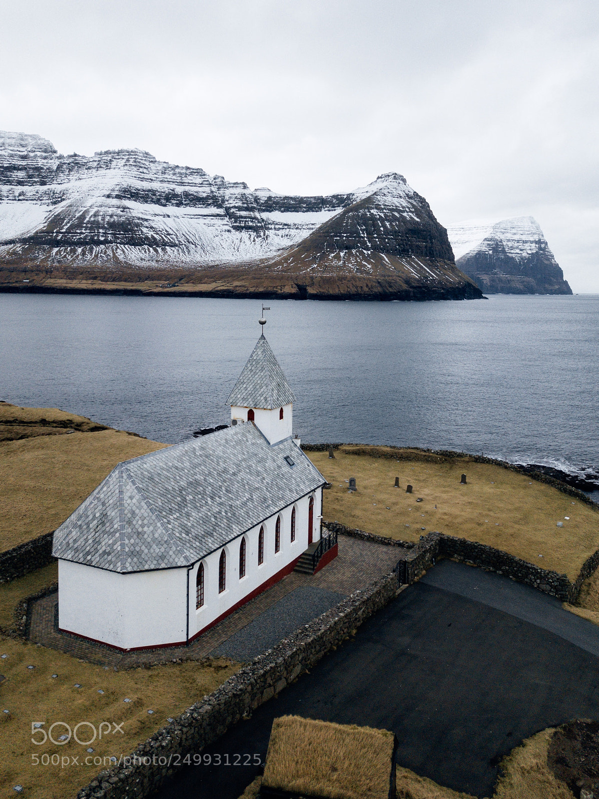 DJI FC220 sample photo. Church facing the fjords photography