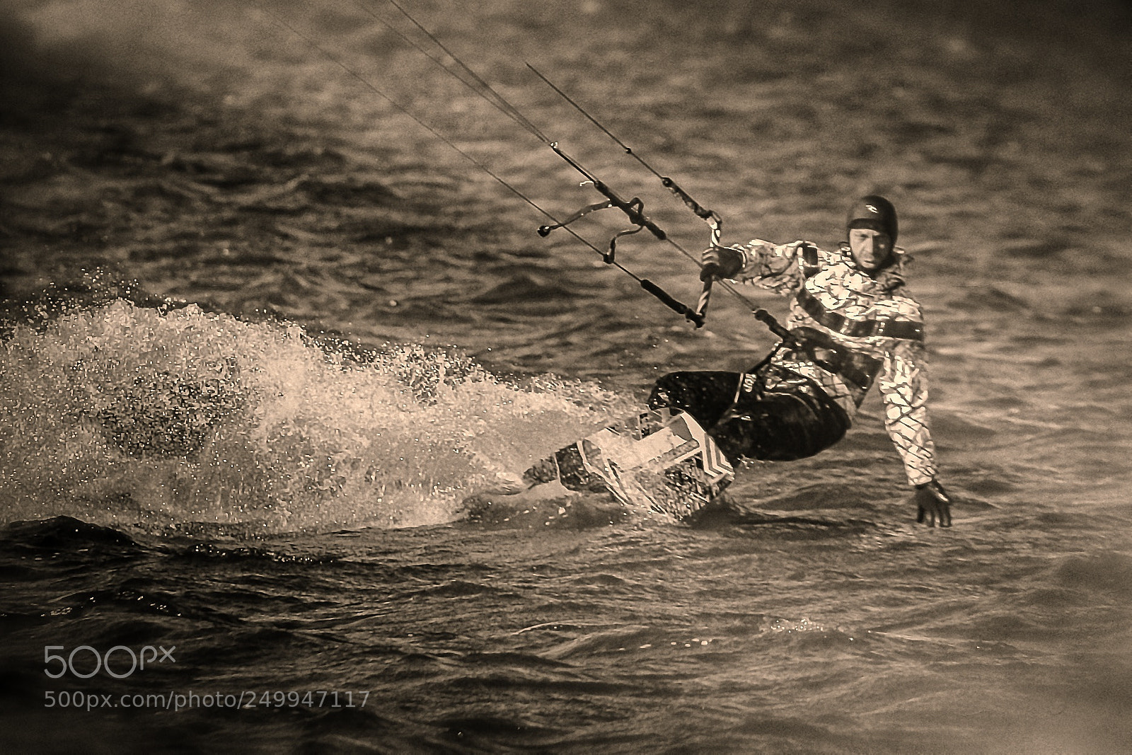 Sony a99 II sample photo. Kite-surfing in winter bw photography