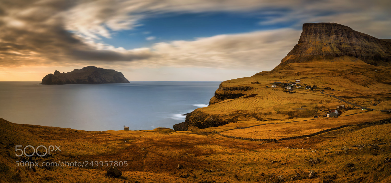 Sony a7R sample photo. Gasadalur winter panorama photography