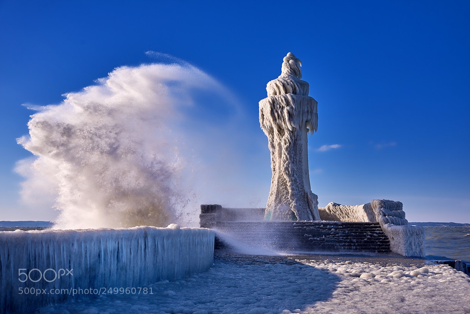 Nikon D800 sample photo. Lighthouse in winter storm photography