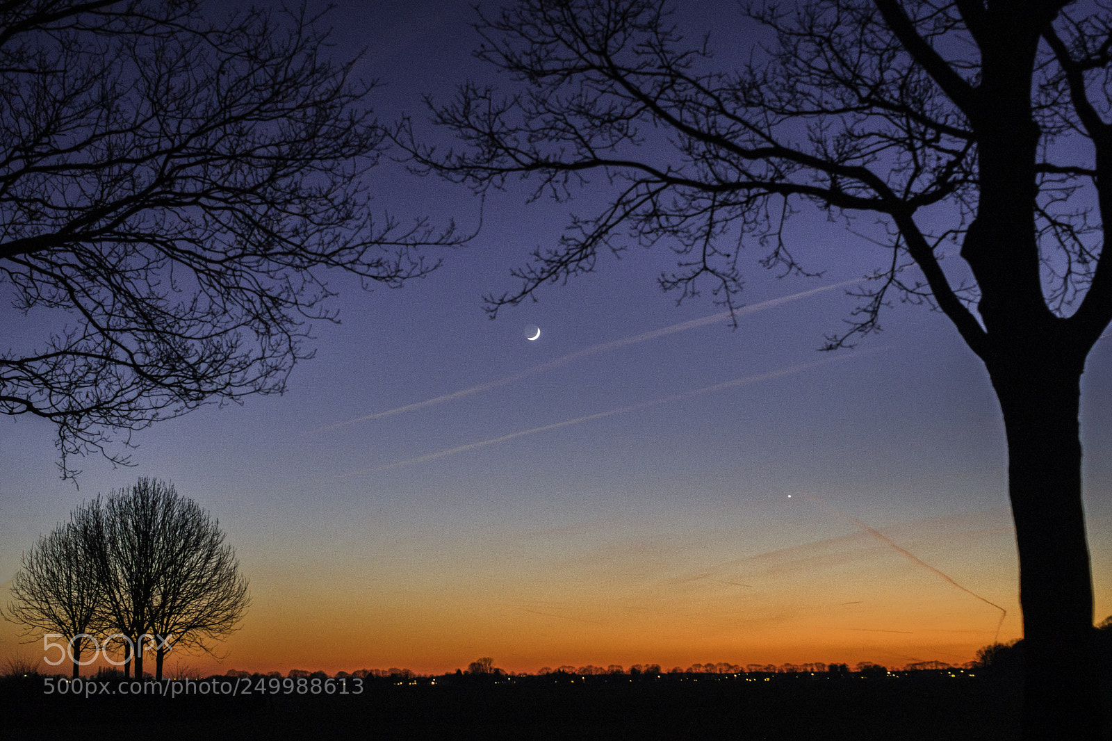 Pentax K-70 sample photo. Moon under blue orange photography