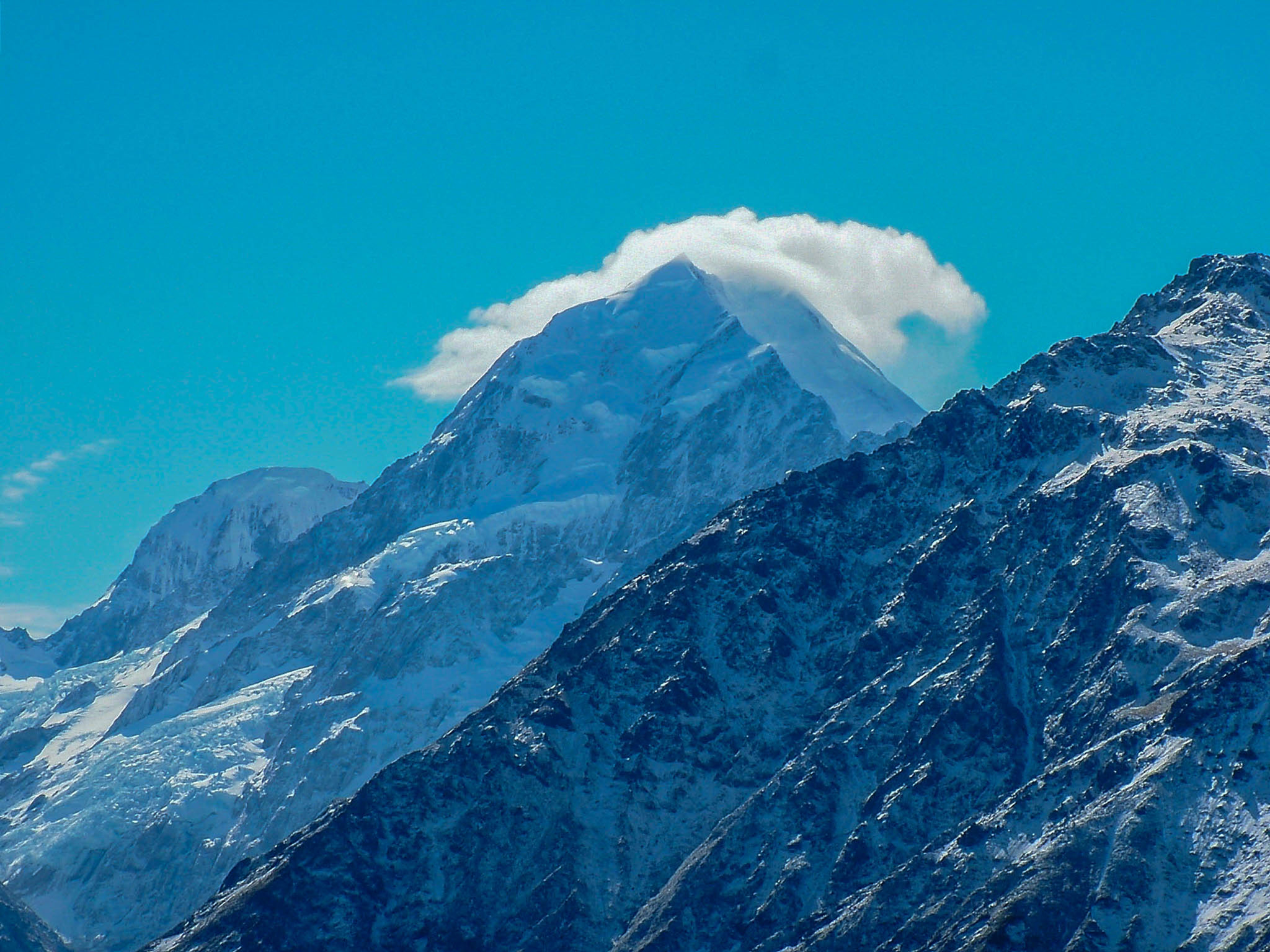 Fujifilm FinePix S20Pro sample photo. Mount cook with summit in cloud (of ) photography
