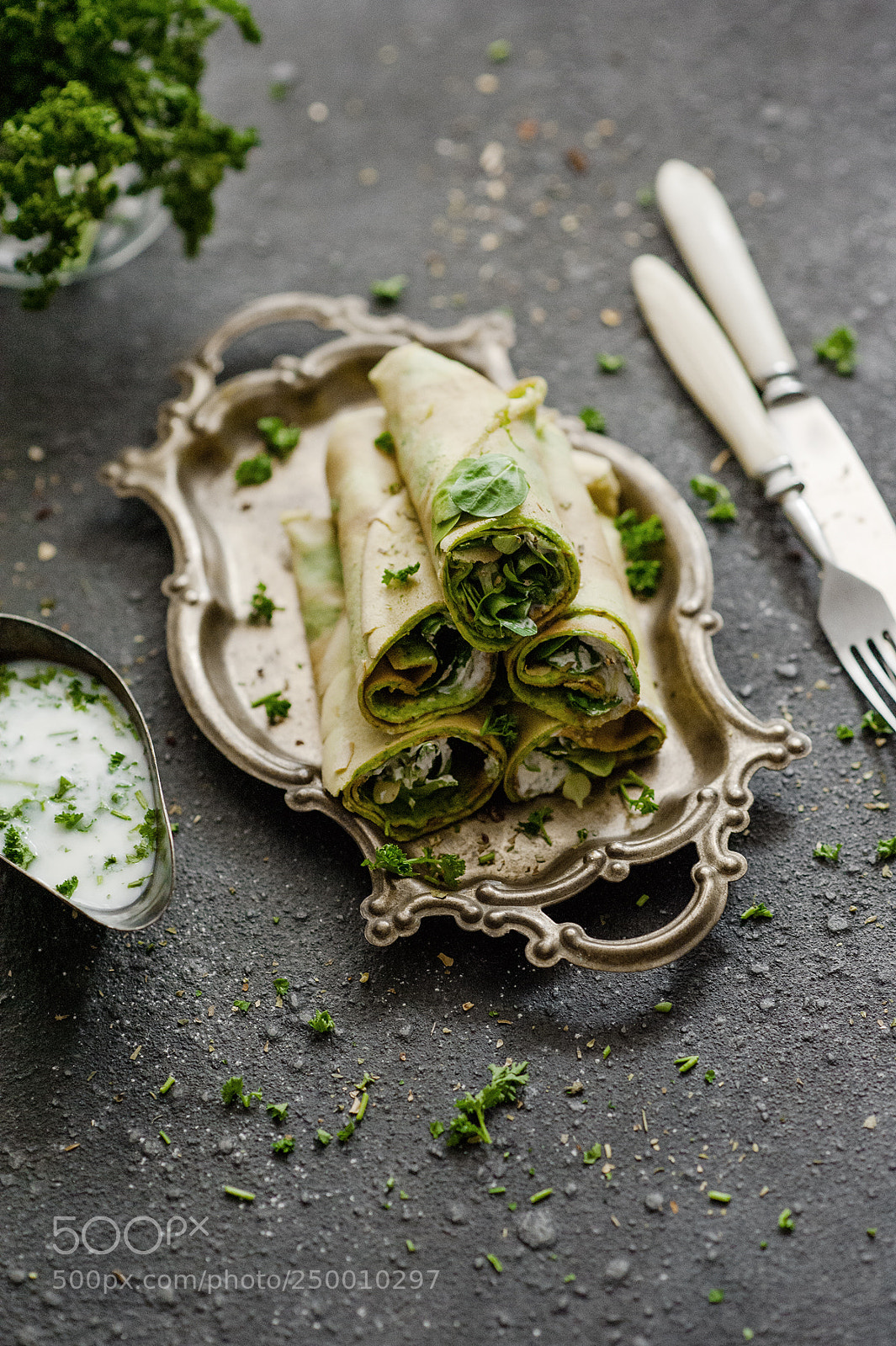 Nikon D700 sample photo. Pancakes with spinach photography