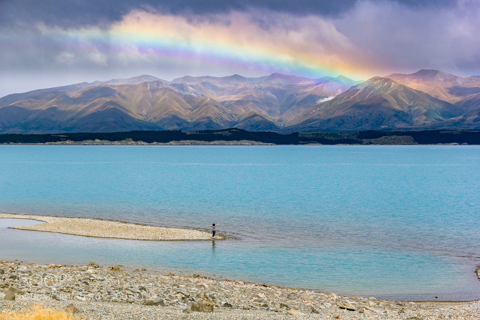 Canon EOS 60D sample photo. Rainbow over lake pukaki photography