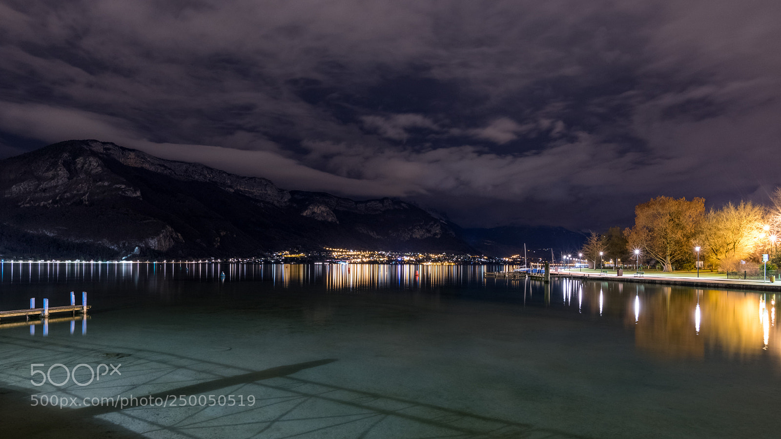 Nikon D850 sample photo. Annecy lake by night photography