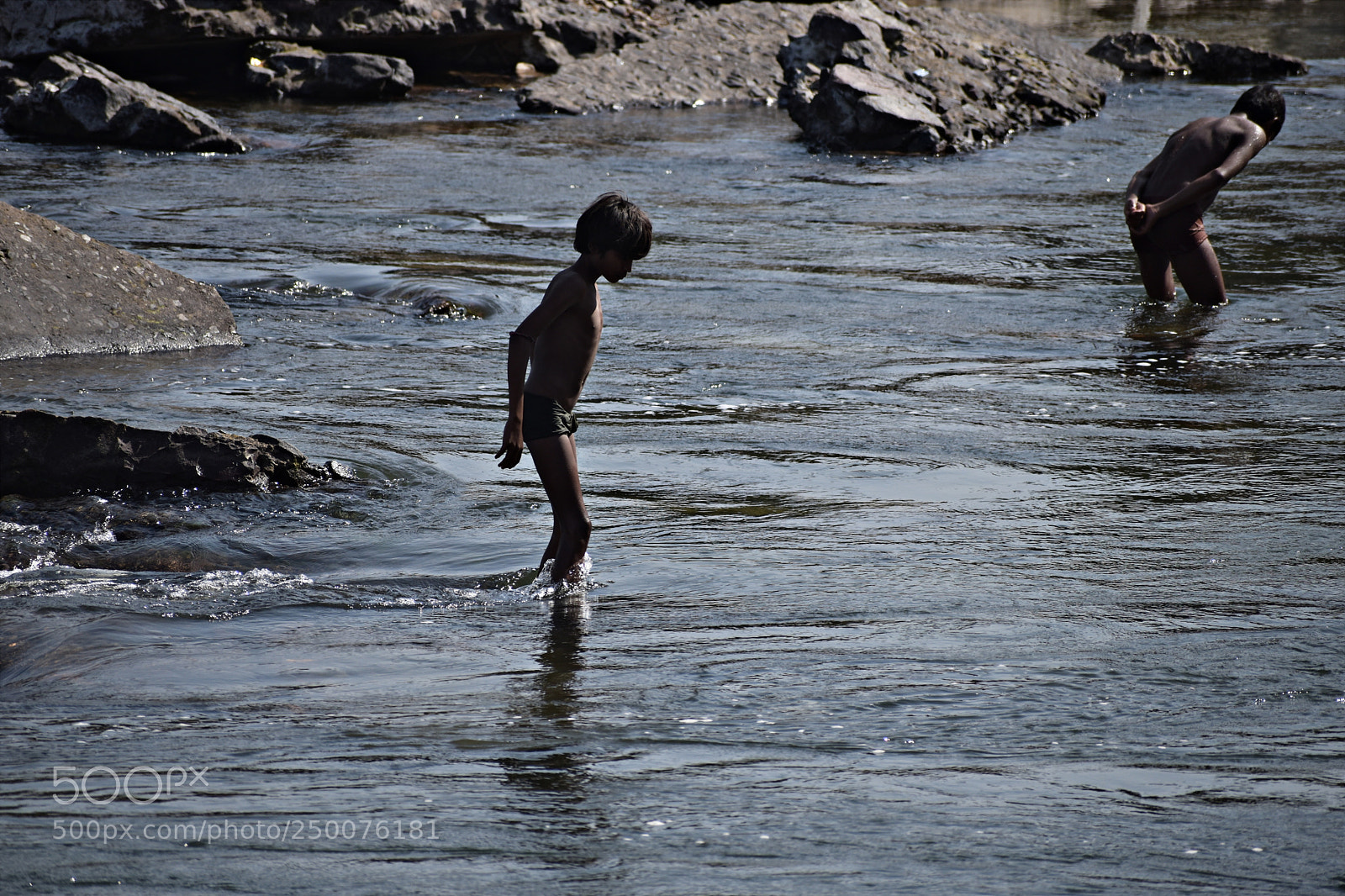 Nikon D5600 sample photo. Boys in betwa river photography