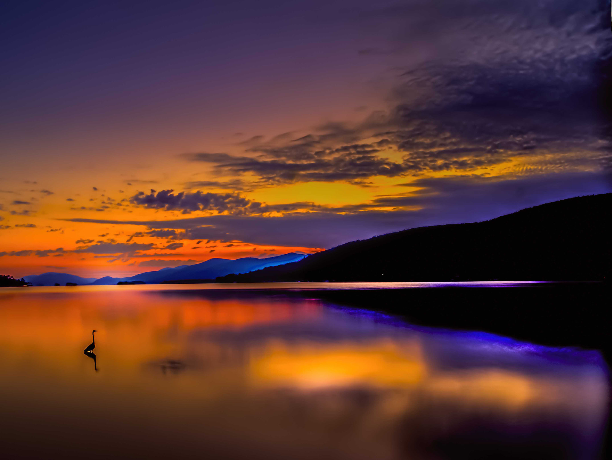 Olympus PEN E-PL1 sample photo. Lake george at sunrise with clouds photography