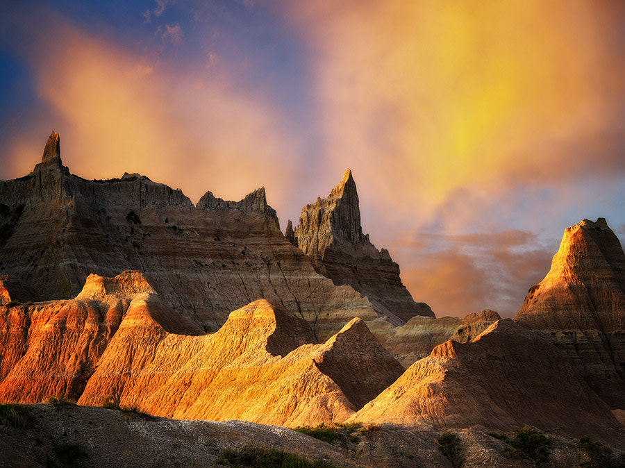 Pentax 645D sample photo. Eroded rock formations in badlands national park, south dakota. photography