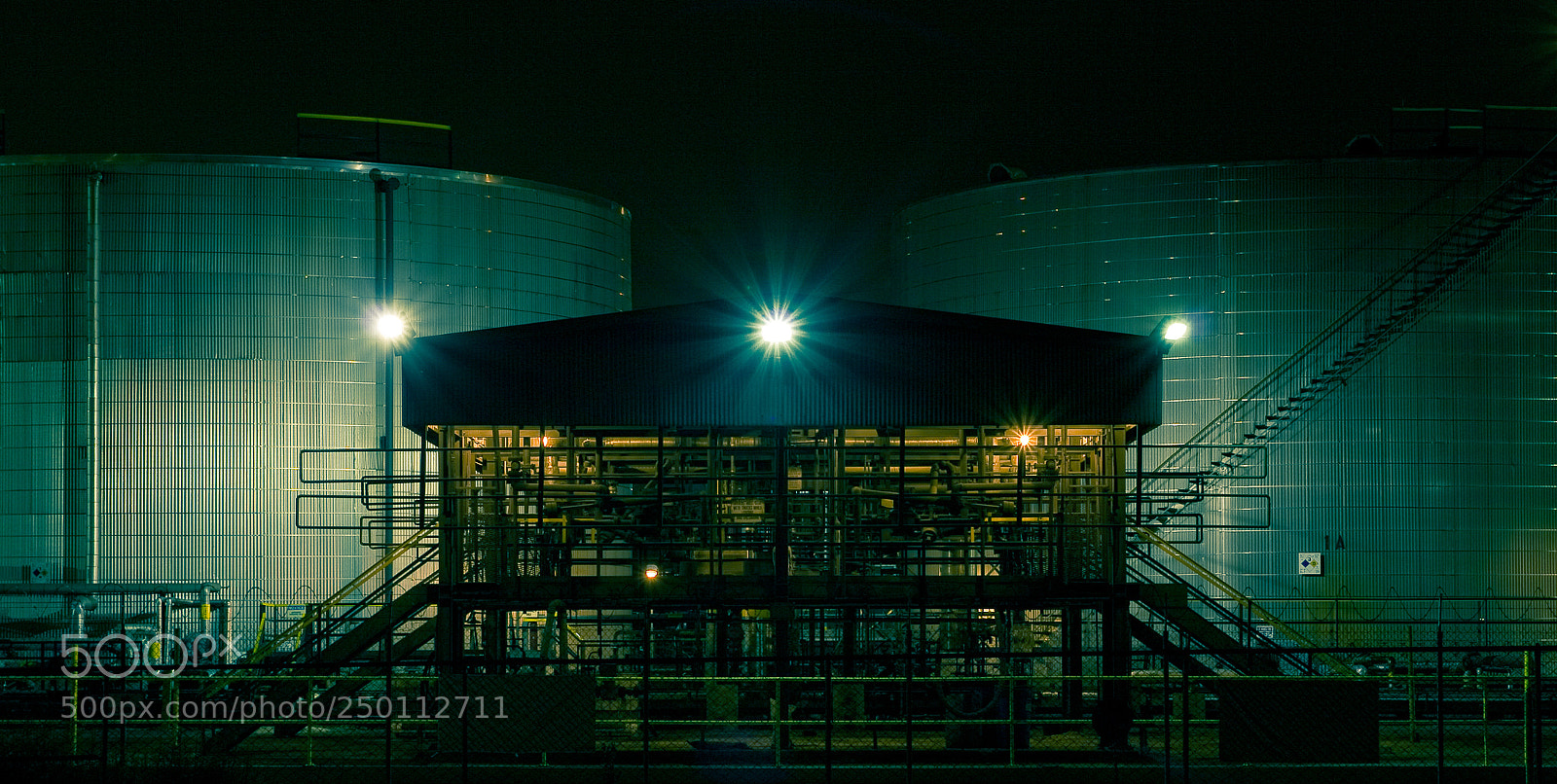 Canon EOS 20D sample photo. Oil refinery at night photography