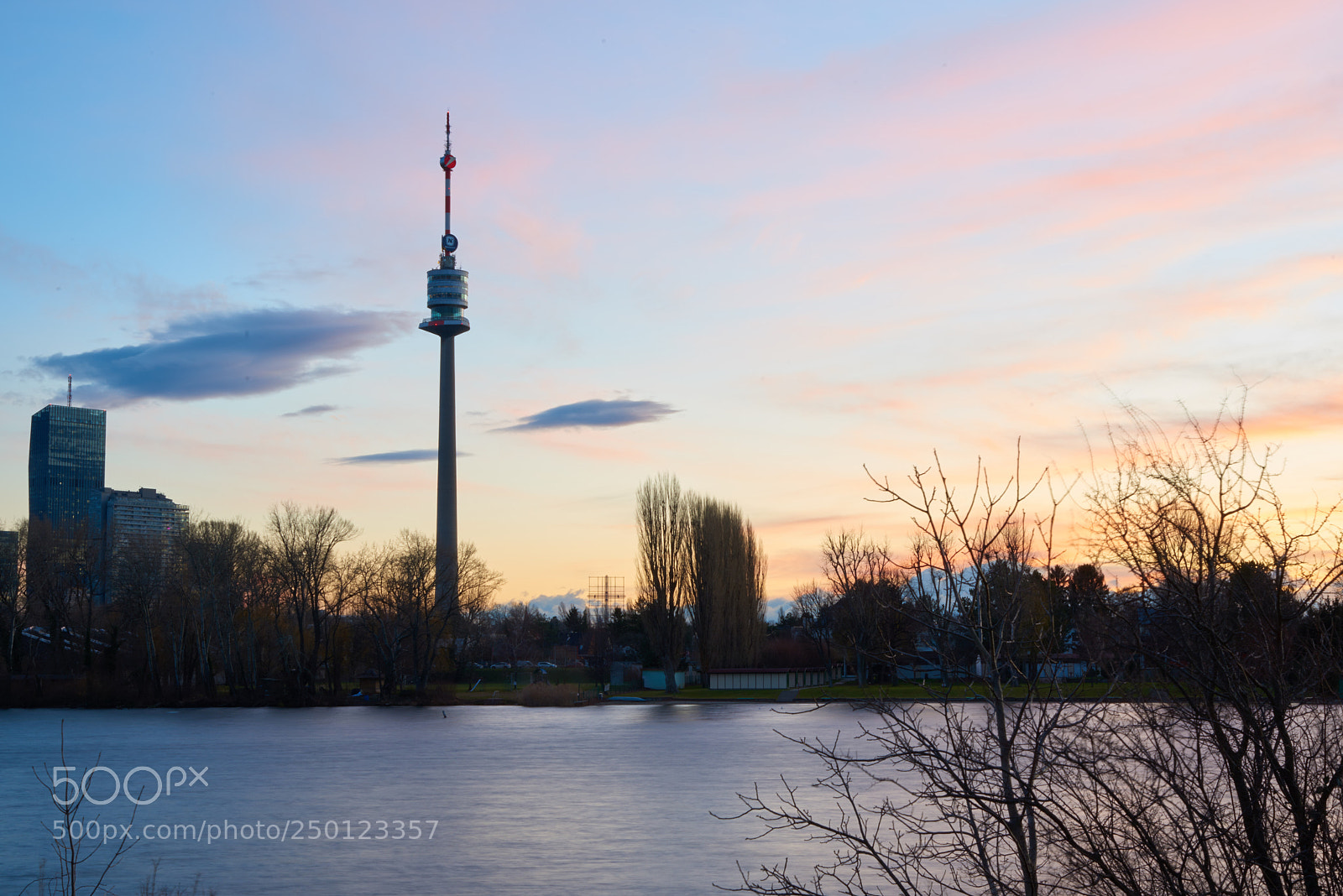 Nikon D810 sample photo. Donauturm over old danube photography