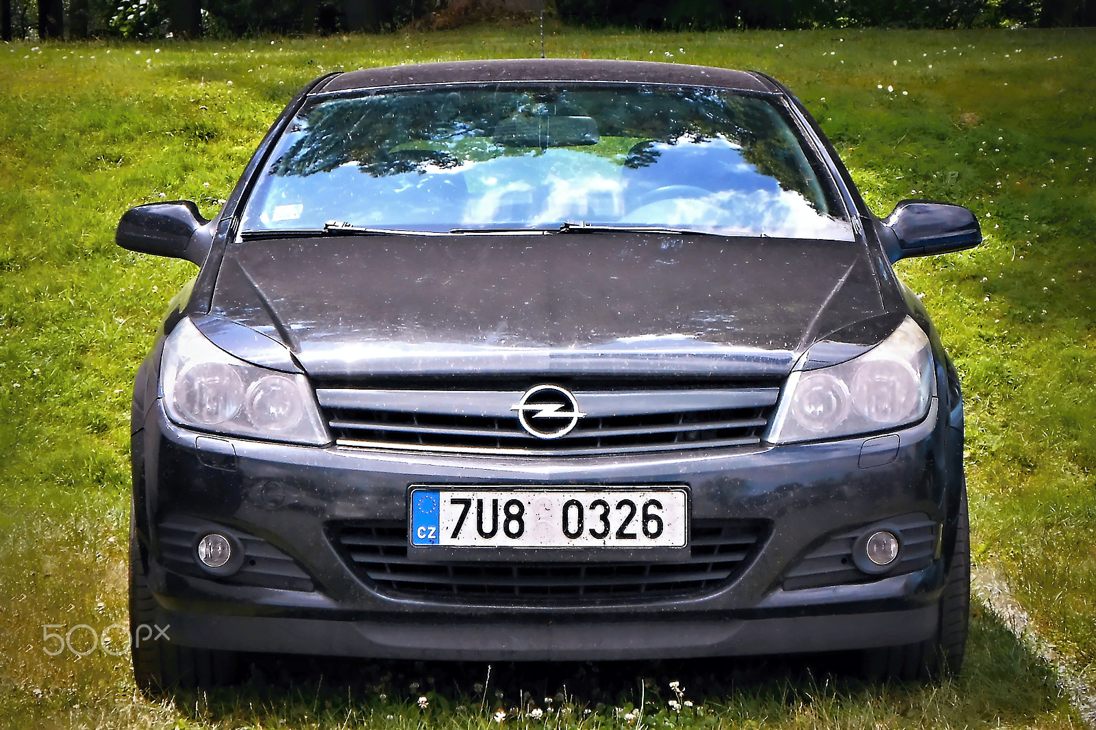 Nikon Coolpix S3300 sample photo. Dolni adrspach, czech republic - july 10, 2015: black car opel astra on improvizate grass parking... photography
