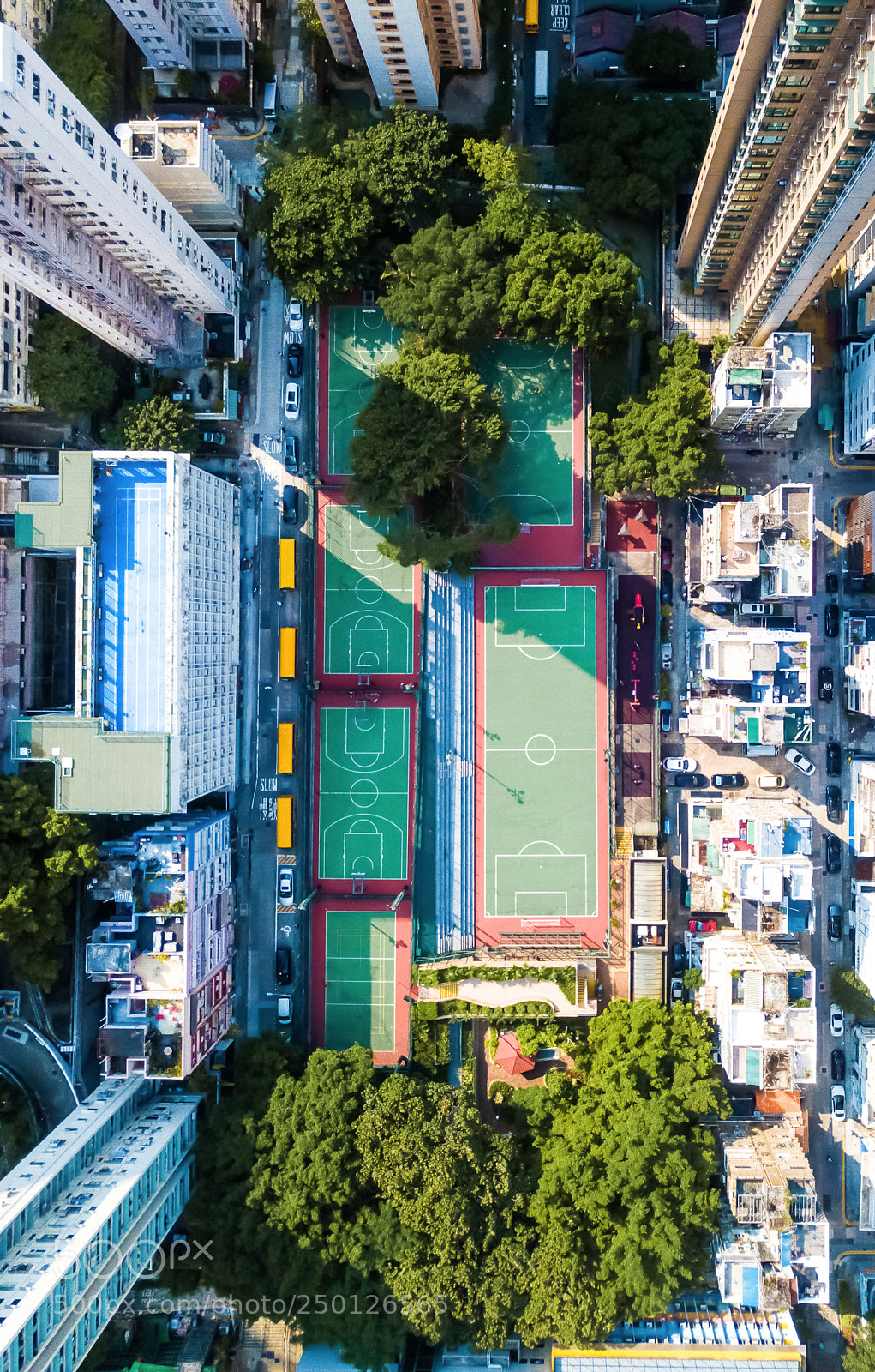 DJI FC220 sample photo. Drone view of football photography
