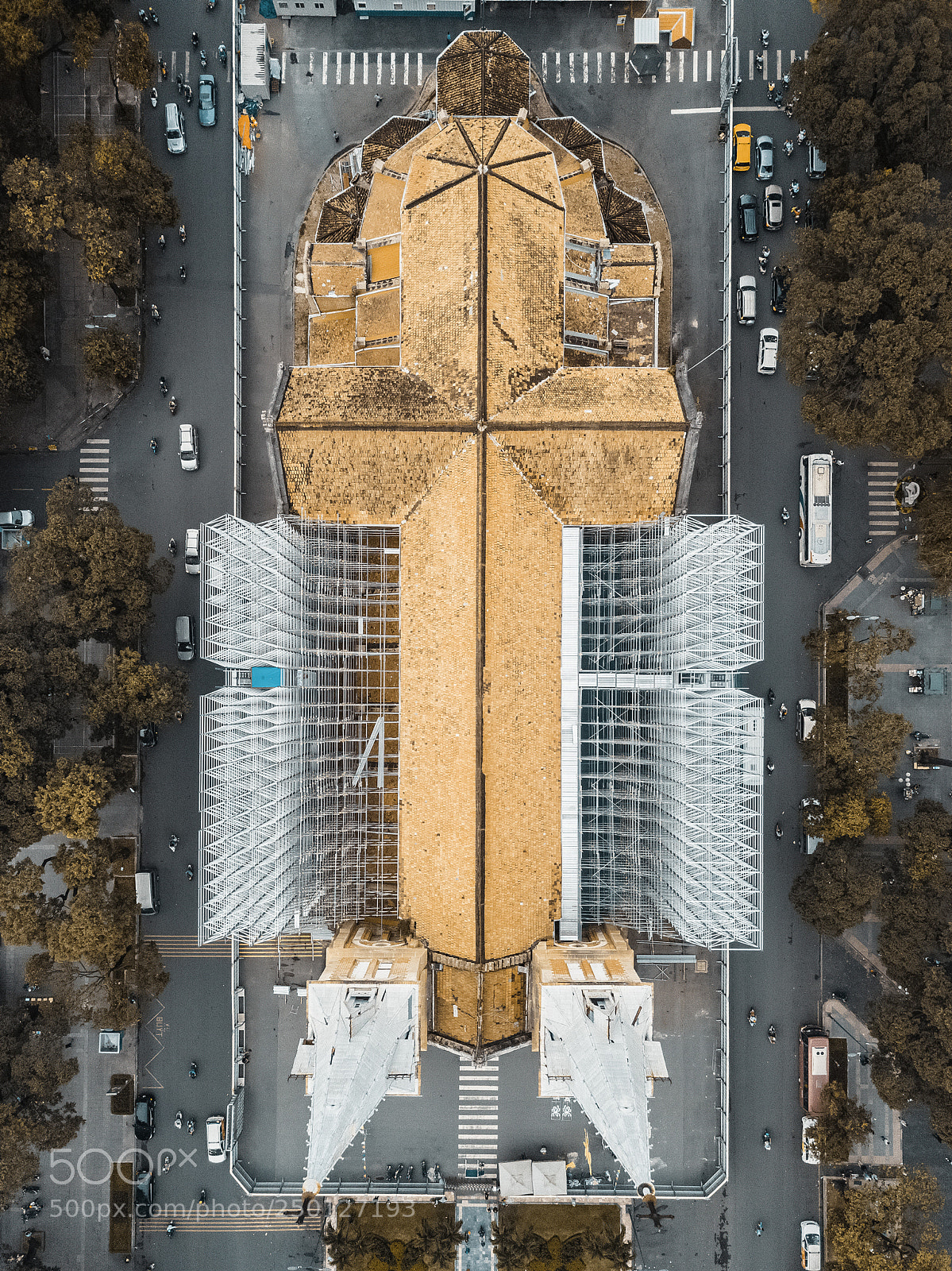 DJI FC220 sample photo. Drone view of cathedral photography