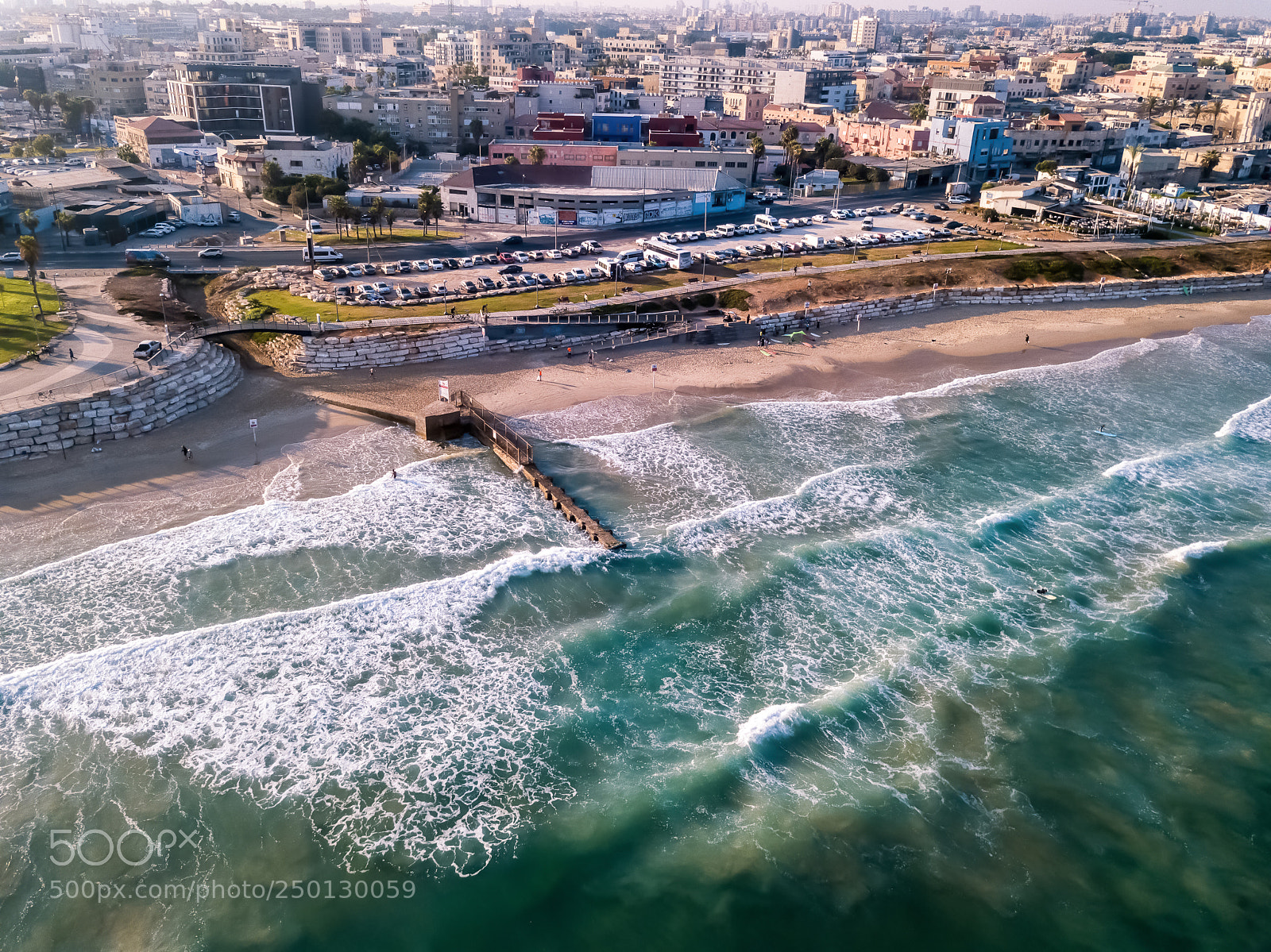 DJI FC220 sample photo. Shore of a busy photography