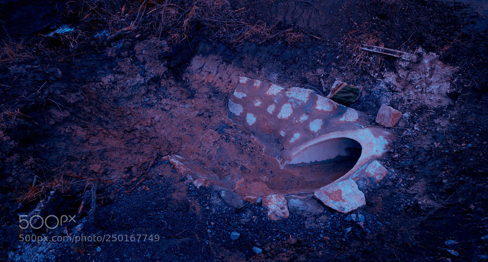 Sony a7 sample photo. Sewage pipe entrance construction photography