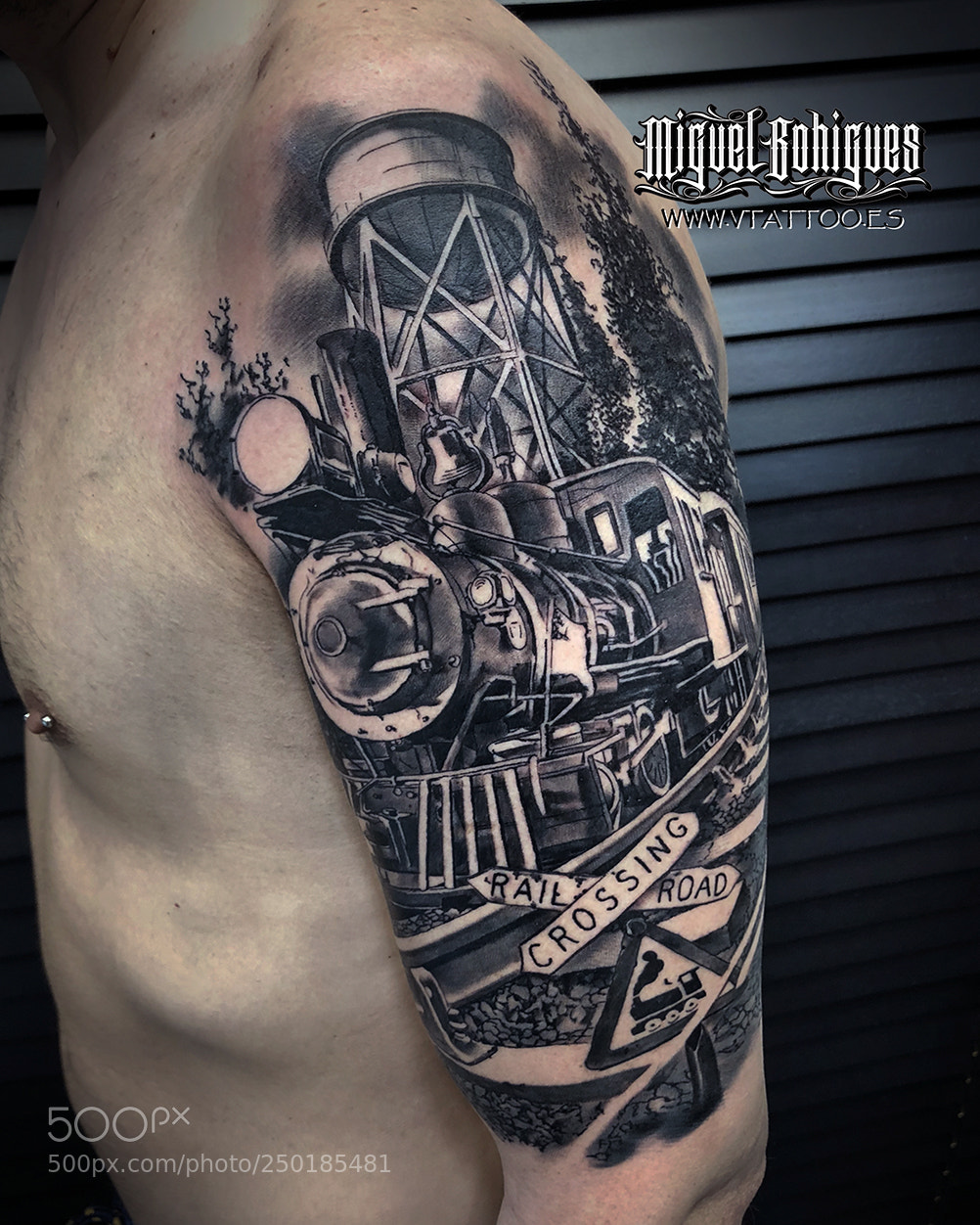Apple iPhone X sample photo. Train tattoo photography