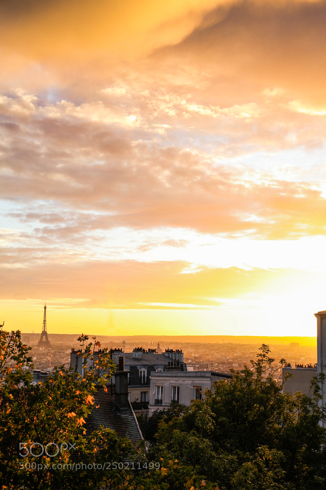 Canon EOS 5D Mark II sample photo. Bright sunset over paris photography