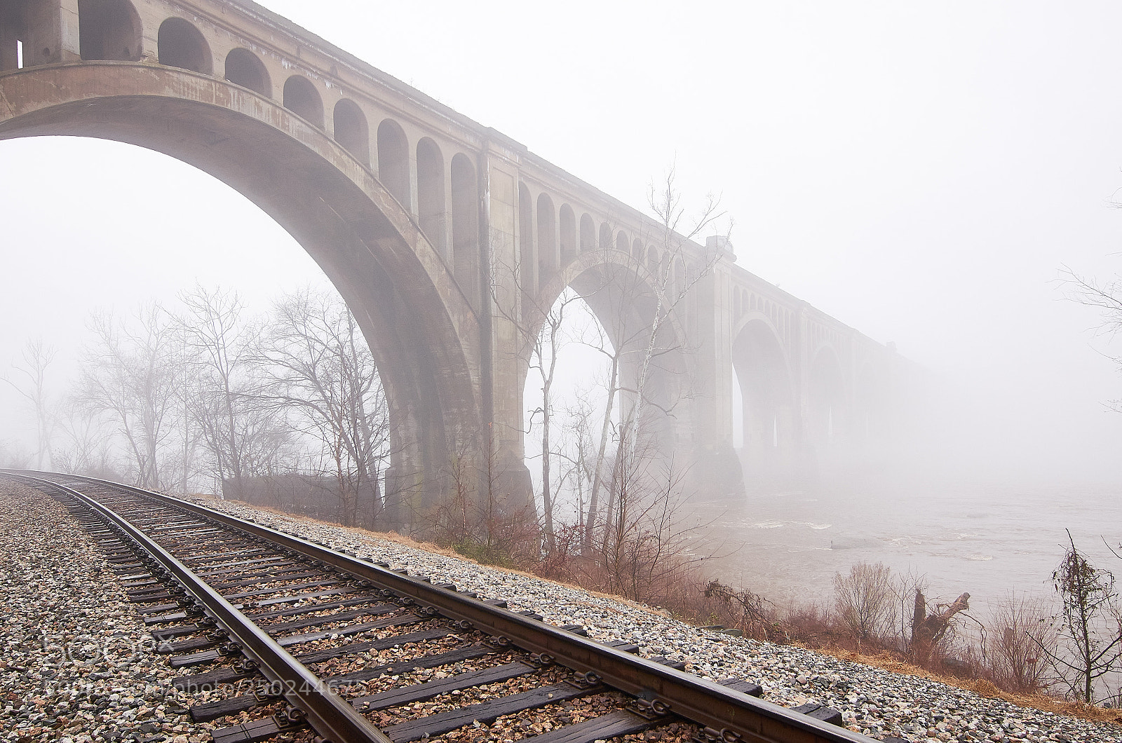 Nikon D7000 sample photo. Foggy train bridge photography
