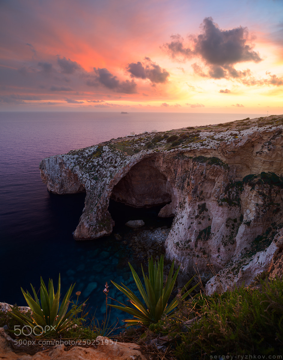 Nikon D800 sample photo. Blue grotto at sunset photography