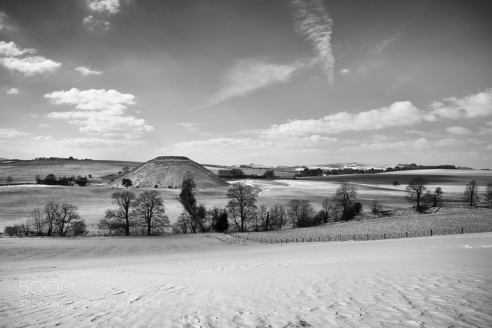 Sony a7R sample photo. Silbury hill with snow photography