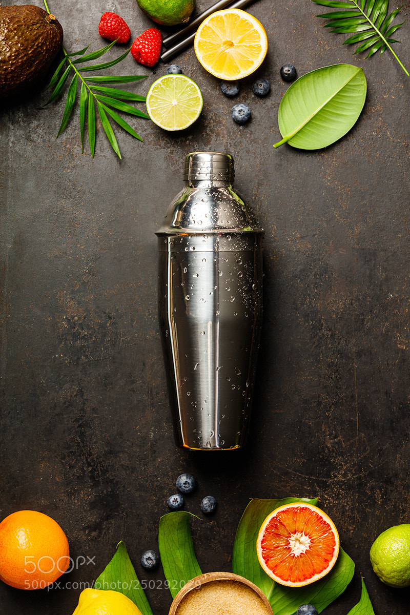 Canon EOS 5DS R sample photo. Cocktail shaker, tropical fruits photography