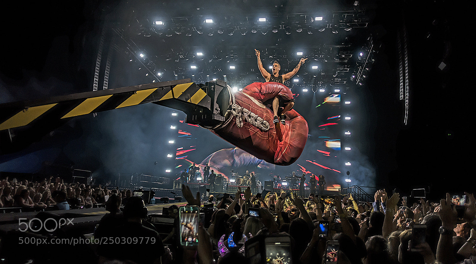 Sony DSC-RX100M5 sample photo. Robbie williams above crowd photography